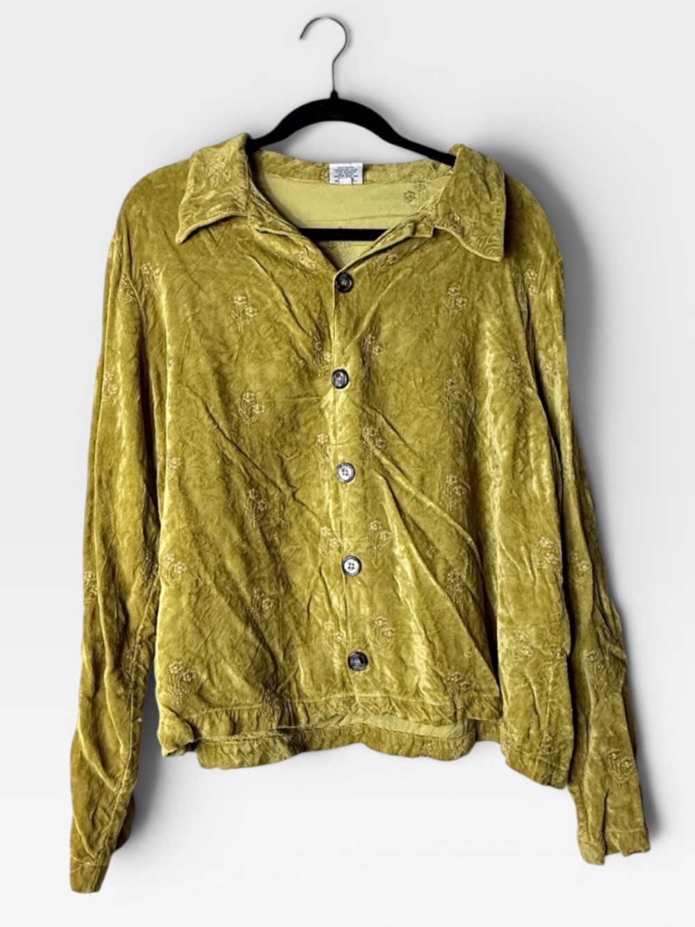 CP Shades crushed velvet button-down shirt Size Medium Embroidered (I) - Picture 1 of 8